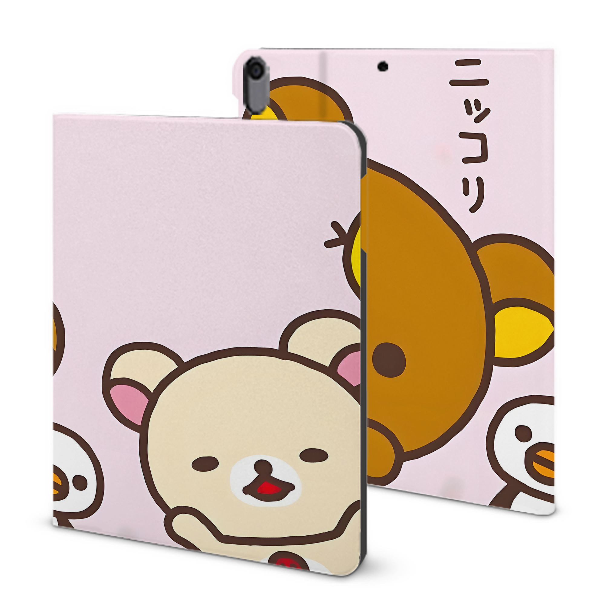 （画像用） リラックマ リラックマ キイロイトリ Rilakkuma Korilakkuma Kiiroitori IPad ケース ブック型 PUレザー TPU 耐衝撃 軽量 薄型 ペン収納なし 全面保護 IPad 各モデル対応
